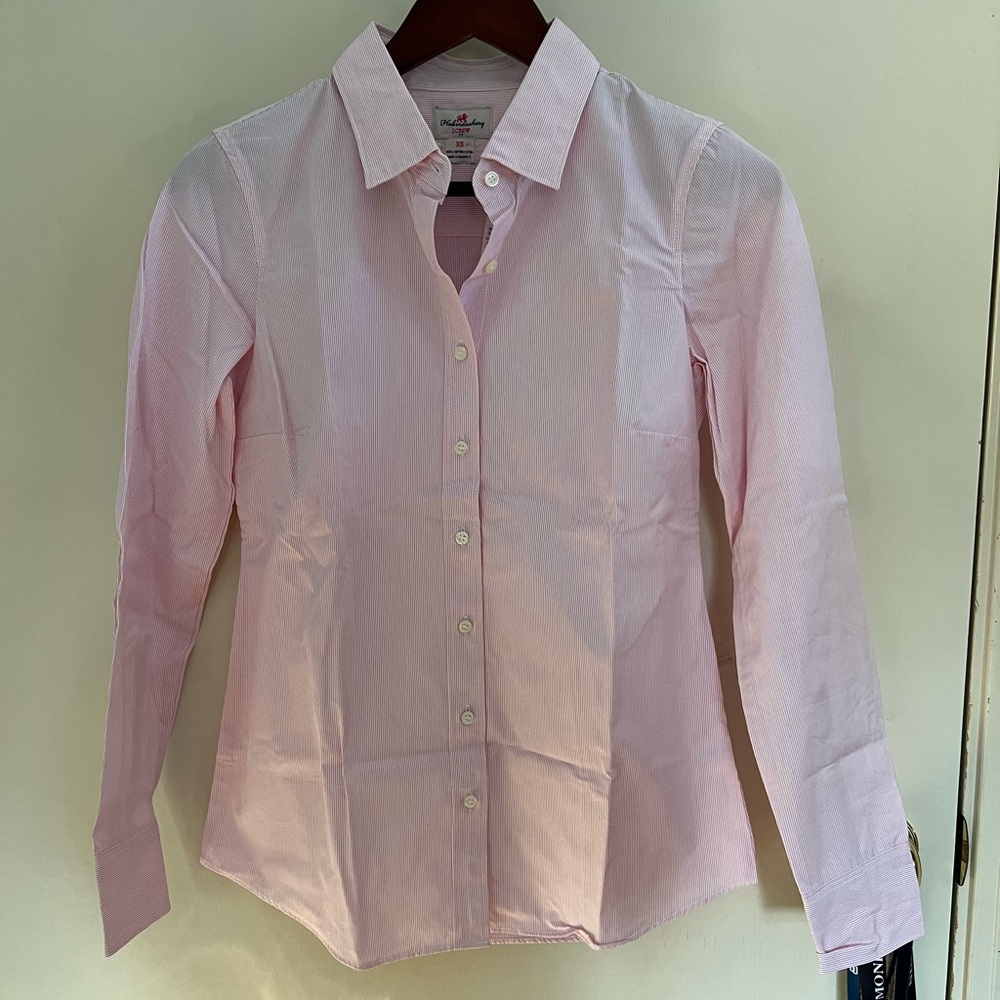 NWT J. Crew Haberdashery Shirt pinstripe pink and white XS